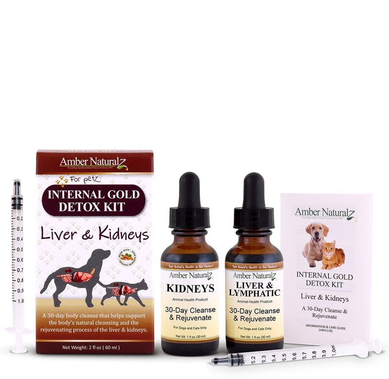 AMBER NATURALZ Internal Gold Detox Kit for Dogs, Cats, Birds, Rabbits, and Guinea Pigs | Herbal Support for Liver and Kidney Health | Natural Aid for Liver and Kidney Functions