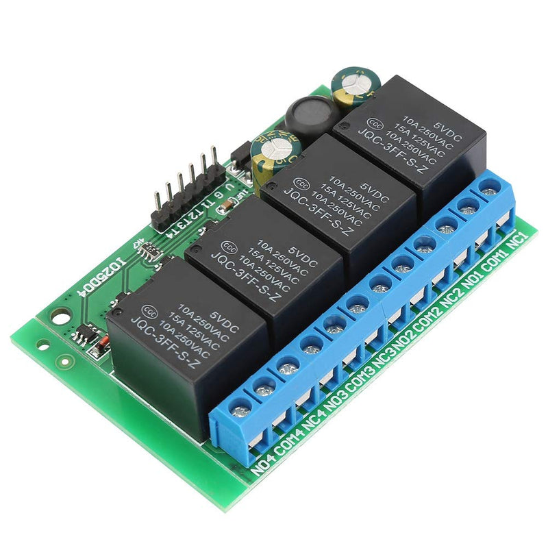 Relay Module, 4 Channels Flip-Flop Low Pulse Trigger Self-Locking Relay Module 6-24VDC