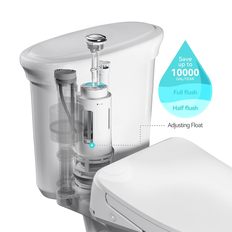 R&T 3-Inch Toilet Flush Valve Replacement Kit with Push Button, Tank to Bowl Gasket with SUS304 Bolts, Toilet Repair Kit Inside Tank for 2-piece Toilet A2475M 3-inch Drain