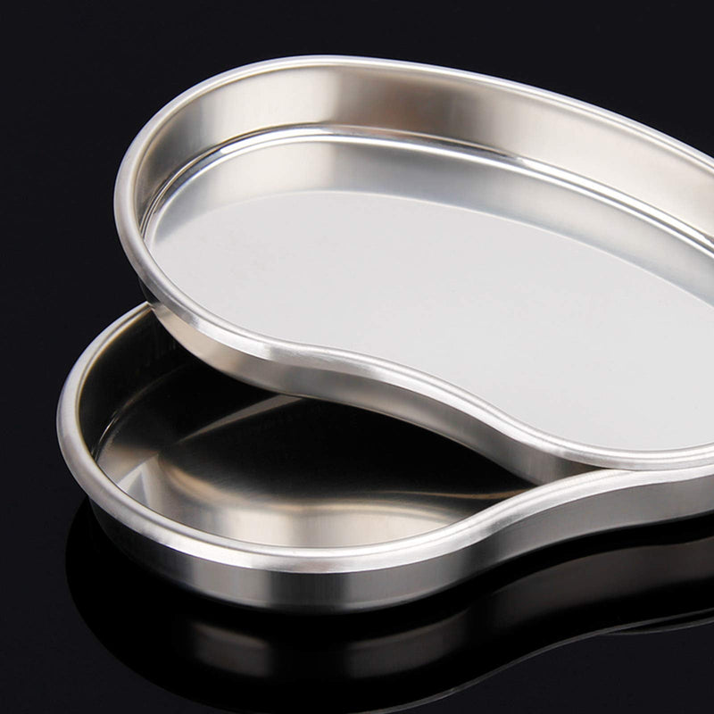 Stainless Steel Kidney Tray 8", Emesis Basin Kidney Shaped Emesis Bowl Round Edges. Reusable Metal Kidney Dish.Dental Instruments Ideal for Soiled Dressings,Waste, Liquid.（Large） (L) Large