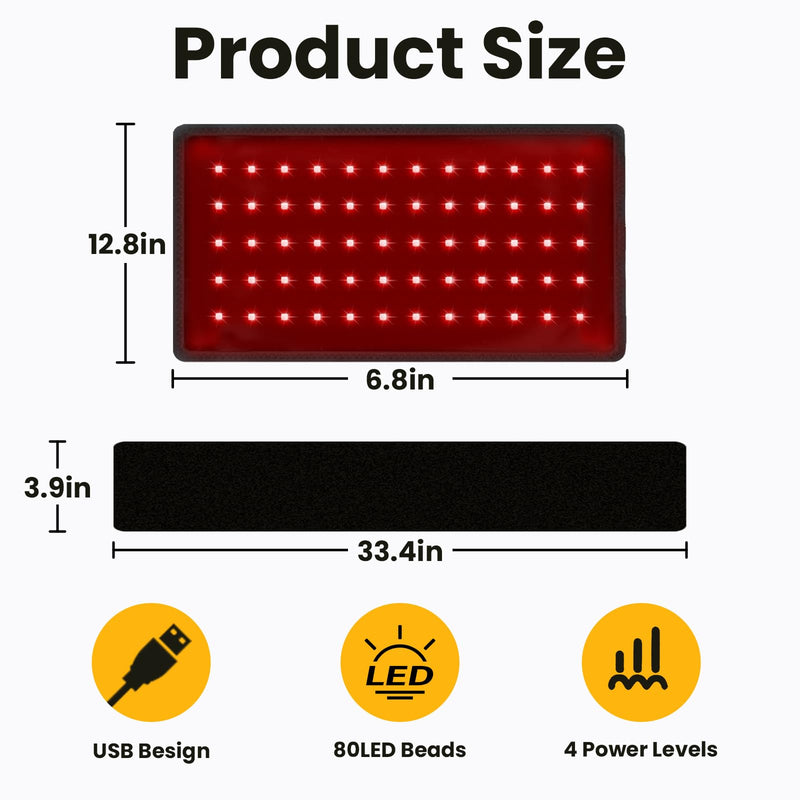 Red Light Therapy for Dogs: Wearable Red Light Belt for Dogs Back Hip Waist 12.8×6.8in 660/850nm 80 Led Pad Infrared Device for Pets Pain Relief 1 Pack