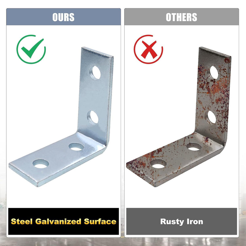 CNQLIS 4 Hole 90 Degree Bracket, L Brackets Heavy Duty for 1-5/8" Strut Channel, Unistrut Hardware (Including Bolts and Nuts), 3/16" Thick (6 Pcs) 6