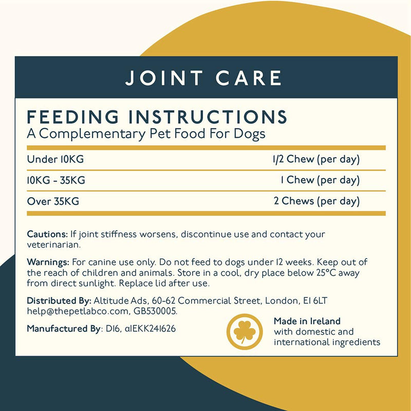 Petlab Co. Joint Care Chews For Dogs | Hip and Joint Support For Dog | High Levels of Glucosamine, Omega 3, Turmeric, Vitamins and Minerals - PawsPlanet Australia