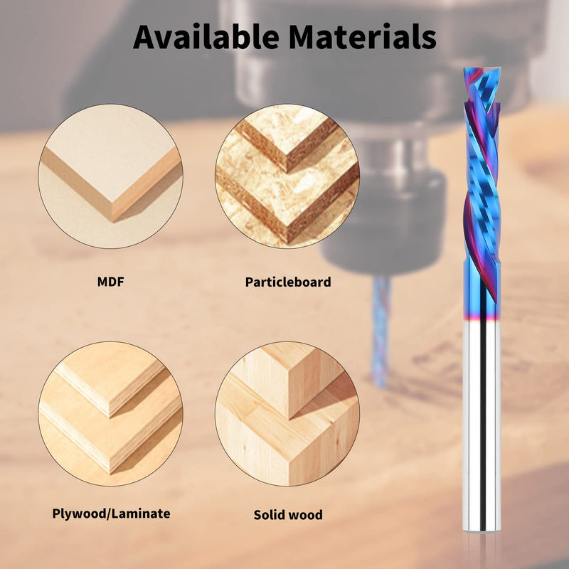 Compression Spiral Router Bits 1/4" Shank,1-1/4" Cutting Length, Extra Long 3 Inch, Carbide UP Down Cut CNC Router Bits End Mill for Wood Mortises Carving Engraving 3" OVL - Compression