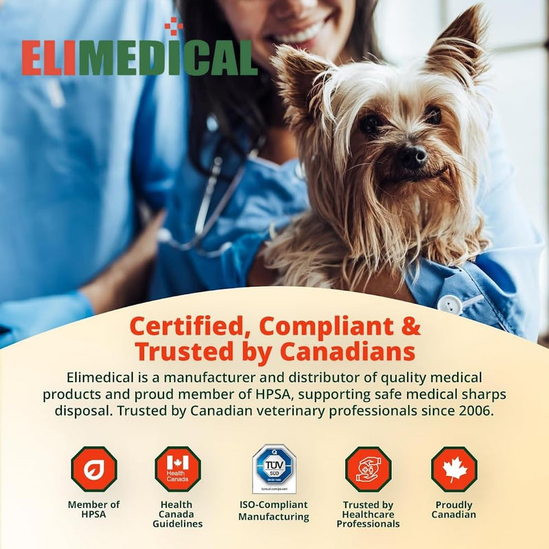 Elimedical Veterinary Syringe Luer Slip 1cc (1ml) TB, 26G x 3/8 inch (9mm), Individually Sealed, 100 per box, 01TB2609