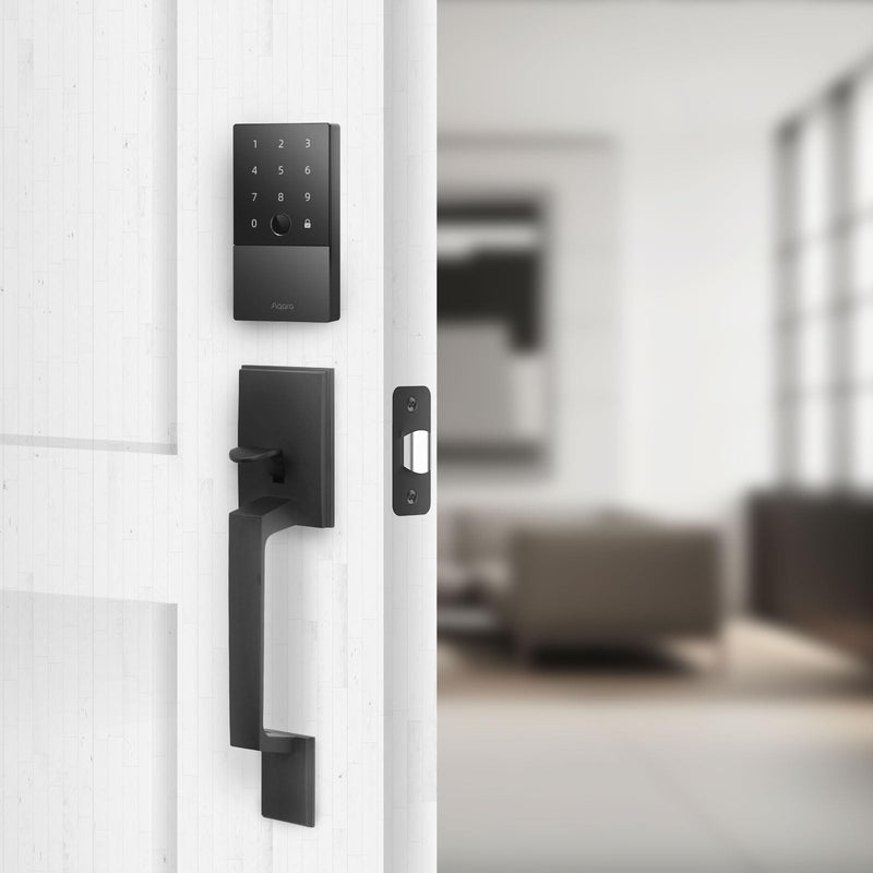 Aqara Front Door Handleset, Single Cylinder Exterior Door Entry Handle with Door Lever, Reversible for Right and Left Handed Sided Doors, Non-Locking, Ideal for Modern Doors Smart Locks