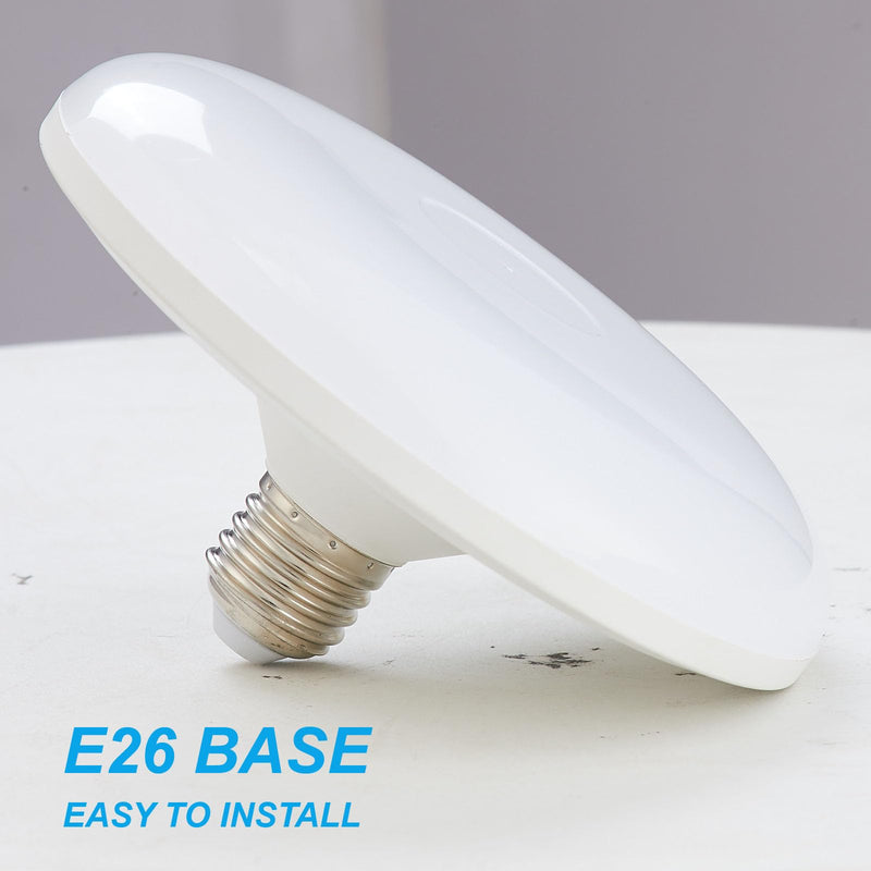 LUXON 15W UFO Radar Motion Sensor Ceiling Light Bulbs,5.9 Inch Dusk to Dawn LED Bulb (100W Equ.),Indoor Outdoor Auto On/Off E26 Base Soft White for Front Door,Porch,Garage,Security,Pack of 2.