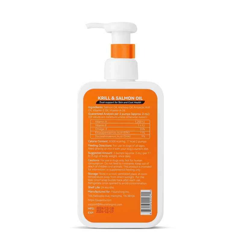Fish Oil for Dogs, Antarctic Krill & Wild Alaskan Salmon Oil, Omega-3 Fish Oil with EPA & DHA for Healthy Skin and Coat, Less Shedding, Itch Relief, Immune Supplement with Pump-8 oz, Liquid - PawsPlanet Australia