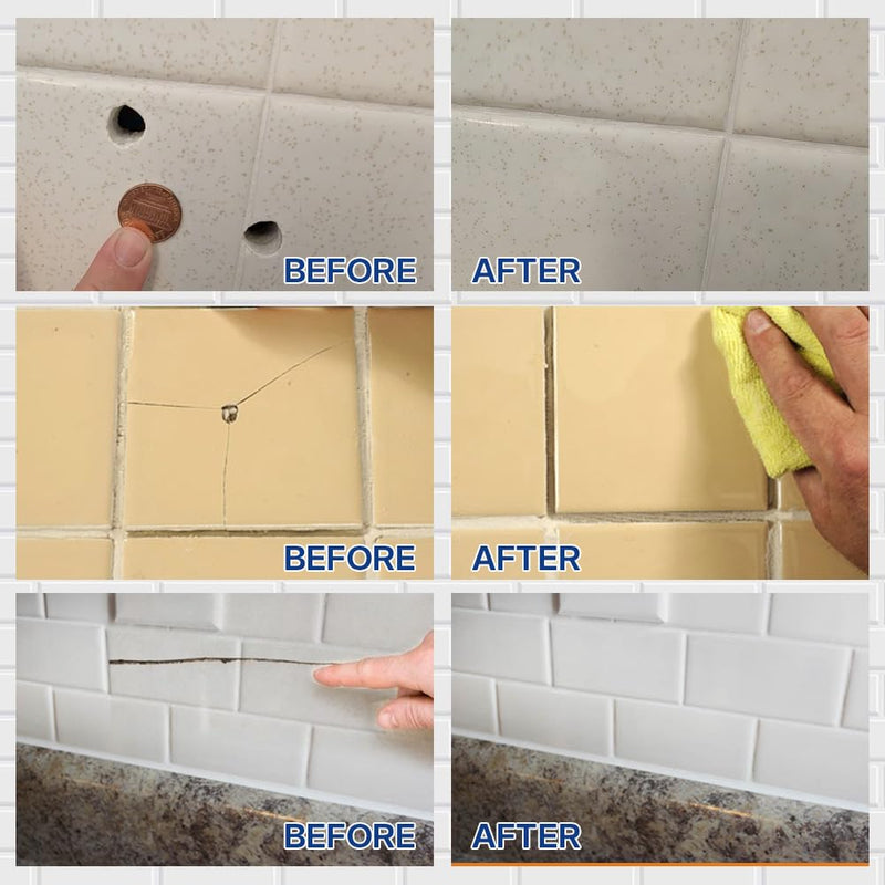 Tile Repair Kit, Ceramic Tile Chips & Cracks Repair Kit(Color Match), Porcelain Tile Repair Kit with Super Strong Adhesion, Fix Chips, Cracks and Holes on Ceramic Tile, Porcelain, Acrylic, Fiberglas No. 03 Color Match - NewNest Australia