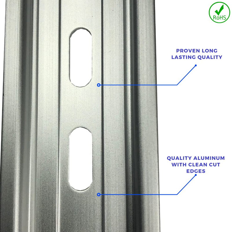International Connector T&G 5 Pieces DIN Rail Slotted Aluminum RoHS 35mm Wide 7.5mm High (12") 12"