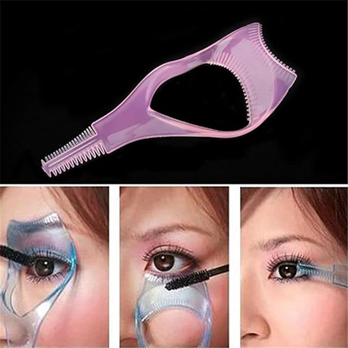3 in 1 Mascara Shield Guard Eyelash Brush Curler Guide Applicator Comb Makeup Tool Random Color Stylish and Durable - NewNest Australia
