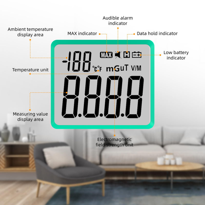 EMF Meter, EMF Detector, EMF Tester Digital LCD, Electromagnetic Radiation Detector for Outdoor, Home, Office, Ghost Hunting, Audible Alert, Indicator Lights [ FY876 ]