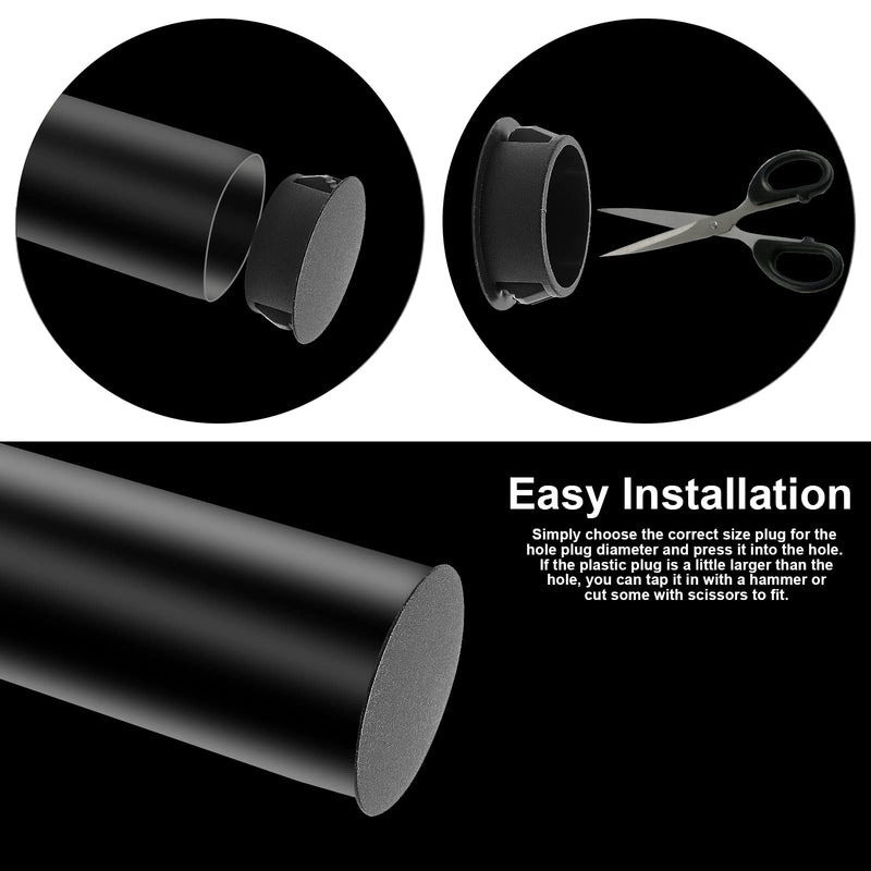 50Pcs Black Plastic Hole Plugs, 5/8Inch (16mm) Round Flush Mount Hole Plug Panel Plug Snap for Table, Chair, Furniture 16mm (5/8Inch)