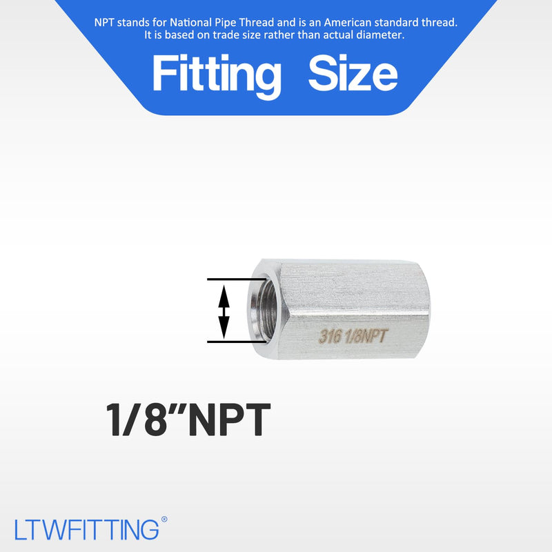 LTWFITTING Class 3000 Stainless Steel 316 Pipe Fitting 1/8" Female NPT Coupling Water Boat (Pack of 25)