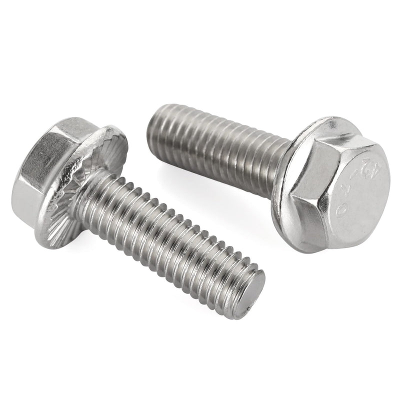 1/4-20 x 1 Flanged Hex Head Bolts Flange Hexagon Screws, Stainless Steel 304, Fully Threaded, 25 PCS 1/4-20 x 1"