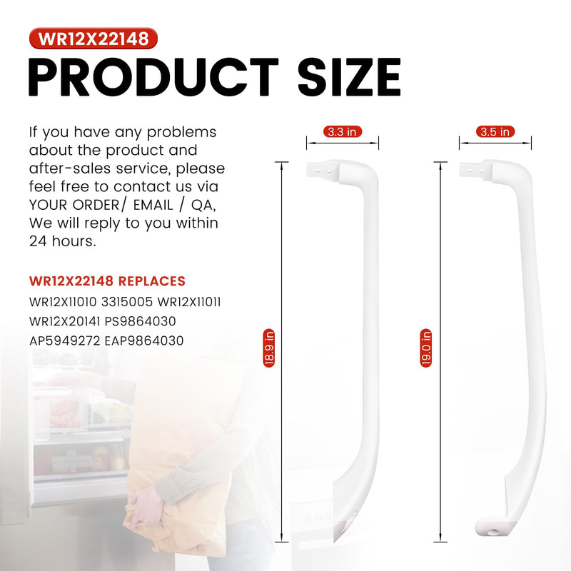 puxyblue 【2025 Upgraded HIGH-Strength ABS】 WR12X22148 GTH18GBDCRWW GTH18GBDDRWW Refrigerator Door Handles 2Pack Replaces Hotpoint GE Refrigerator Door Handle White