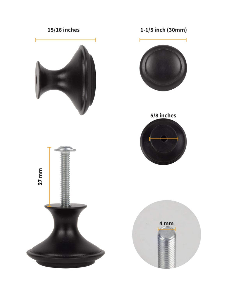 MoHern Black Cabinet Knobs, 30 Pcs 1-1/5 inch Kitchen Cabinet Knobs, Kitchen Cabinet Hardware, Black Drawer Knobs, Matte Black Knobs for Cabinets, Cabinet Door Knobs, Drawer Handles with Screws