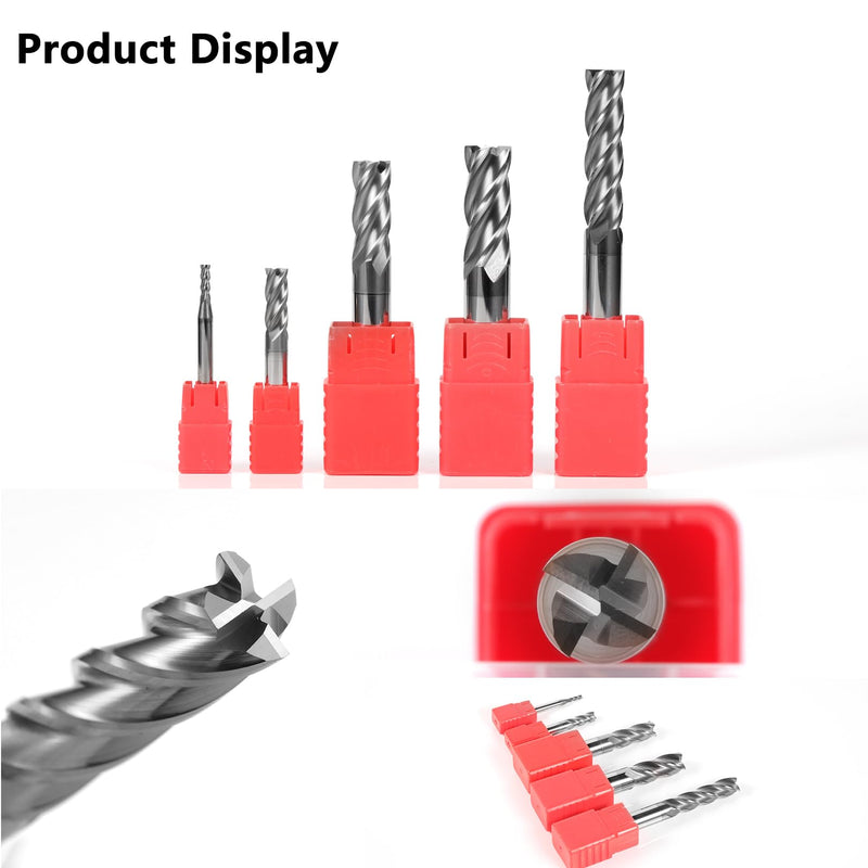 1/2" Carbide End Mill Bits Set for Alloy & Hardened Steels - Hrc55 Micro Grain, 4-Flute Milling Cutter with AlTiN Coating, CNC Router Bits, High-Performance Milling Bits 1/2 in