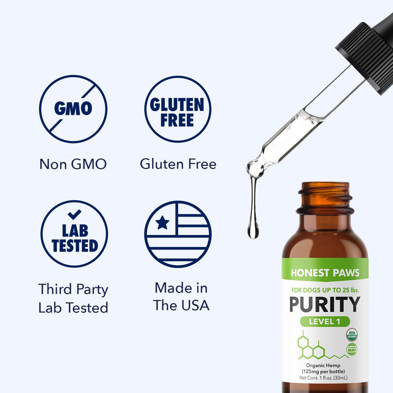 Honest Paws Hemp Oil for Dogs - Natural Hemp Seed Oil Calming Purity Drops for Dogs - Rich in Omega 3 6 9 to Promote Healthy Bones, Joint Support, Relaxation, Managing Normal Stress - Made in The USA