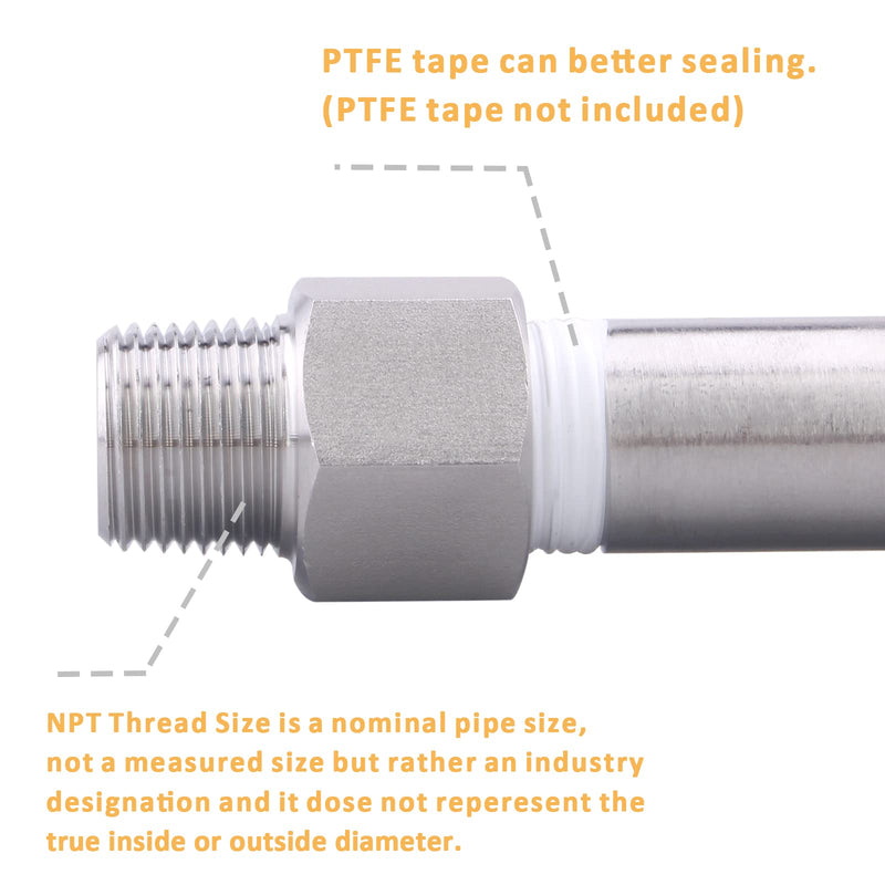 Forged Reducer Adapter Fitting - Stainless Steel 304 Reducing Pipe Connector, 3/4" NPT Female x 1/2" NPT Male (pack of 2) 3/4" Female x 1/2" Male Pack of 2