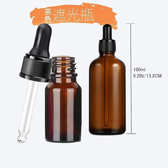 Blackout Jar Eyedropper Light Filtering Jar with Dropper Aroma Bottle 3.4 fl oz (100 ml) Storage Container, Essential Oil, Brown - NewNest Australia