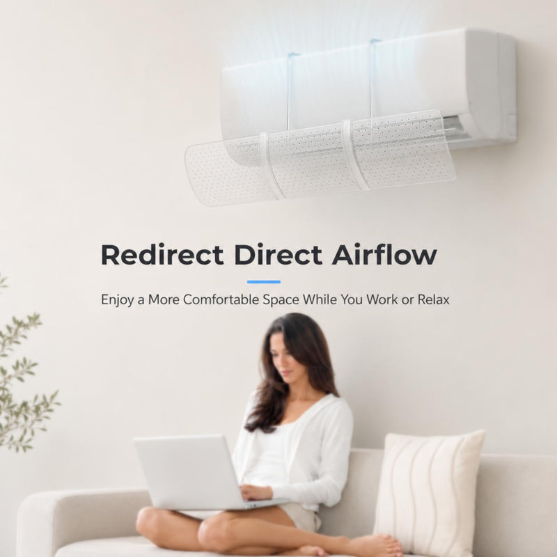 Air Conditioner Deflector, Mini Split Air Deflector Adjustable Anti Direct Blowing, No Drill AC Deflector ABS for 28-40in Wall Mounted Air Conditioner Bedroom Office Home Clear