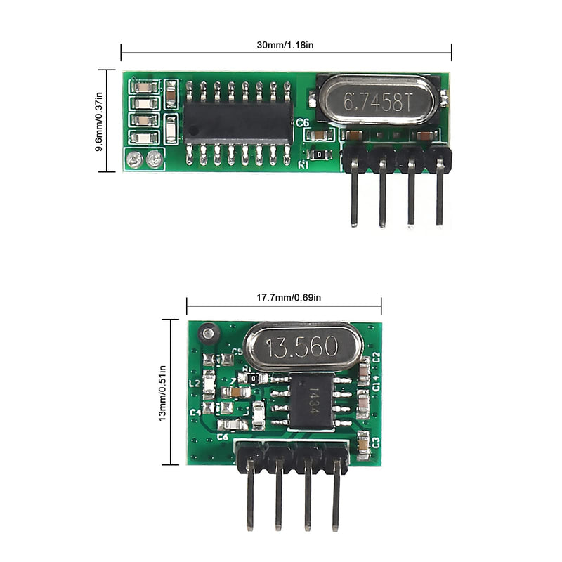 5pcs 433mhz Wireless RF Transmitter and Receiver with Antenna Ask Remote Control Module DIY Kit for Arduino