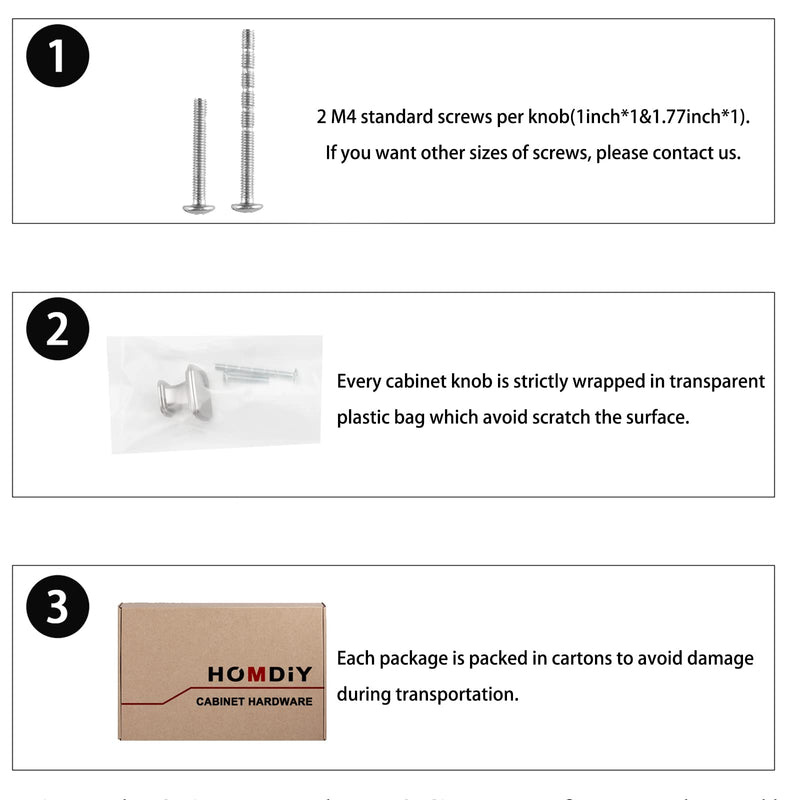 homdiy 5 Pack Kitchen Cabinet Knobs Brushed Nickel Drawer Knobs Silver Solid Square Cabinet Hardware for Dresser Bathroom Satin Nickel Door Handles for Kitchen Cupboard,Zinc Alloy Single Hole Brushed Satin Nickel