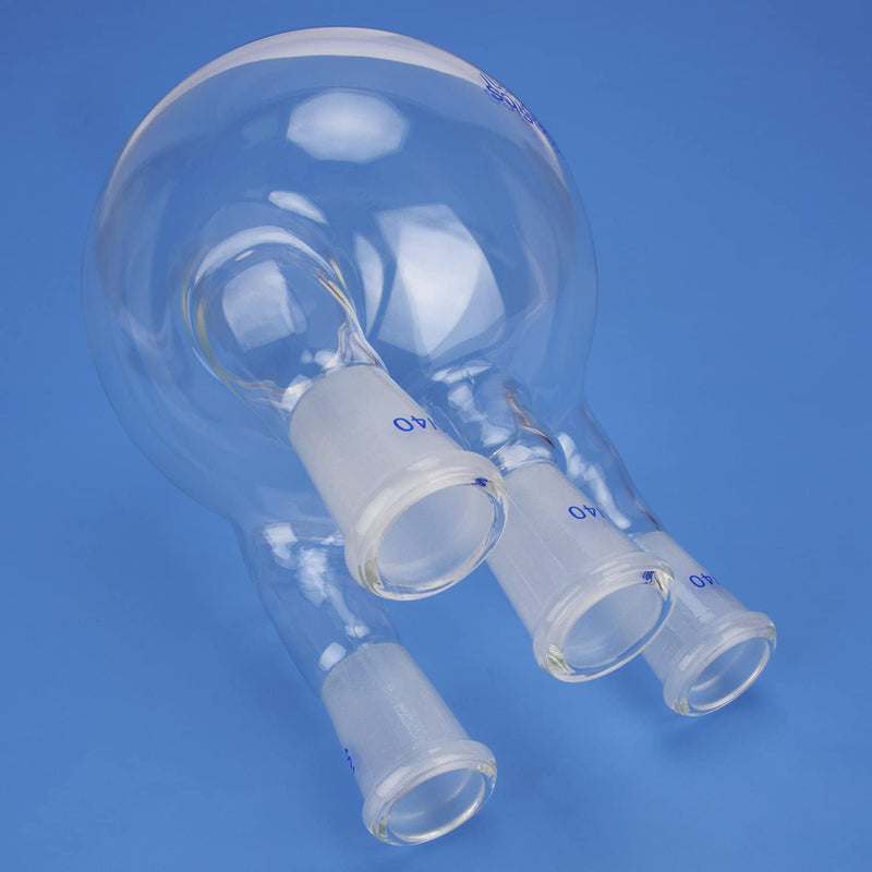 Labasics Round Bottom Flask with 4 Upright Necks, Heavy Wall Borosilicate Glass Round Bottom Boiling Flask with 24/40 Standard Taper Outer Joint, for Laboratory Use, 1000 ml