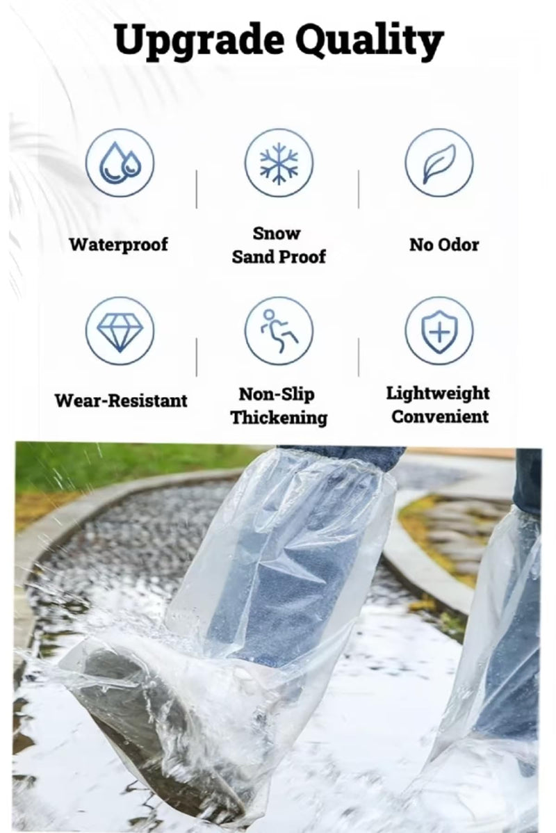 16 PCS Shoe Covers Disposable Non Slip,Thickened Waterproof Shoes Covers,19 inch Tall,Long Plastic Waterproof Shoes and Boots for Rain Covers Thicken Shoe Protector for Men and Women (8 Pairs,Clear) Transparent