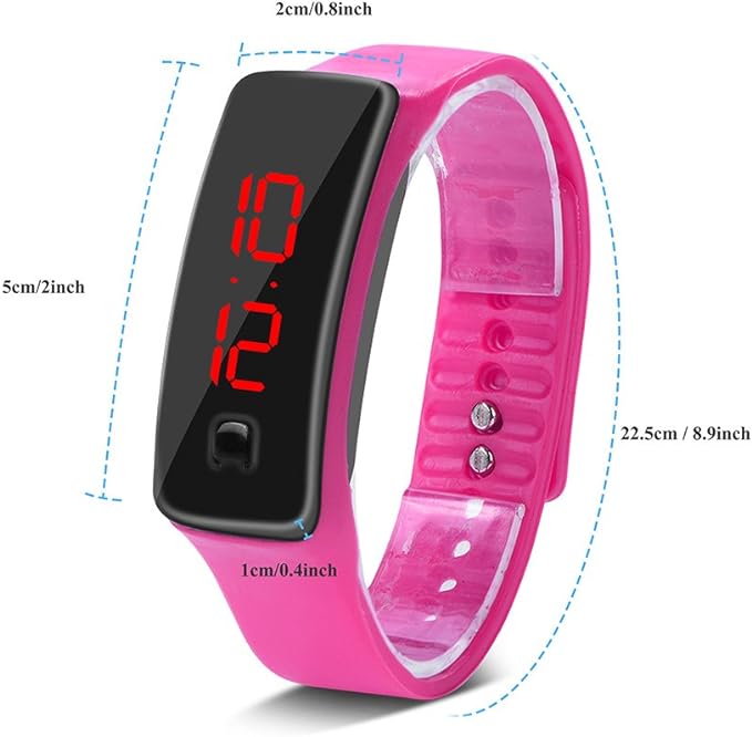 Entatial Digital Watch, LED Digital Clock Adjustable Rectangle 8.9 X 0.6 Inches, Night Running Student Casual Wear(pink) - NewNest Australia