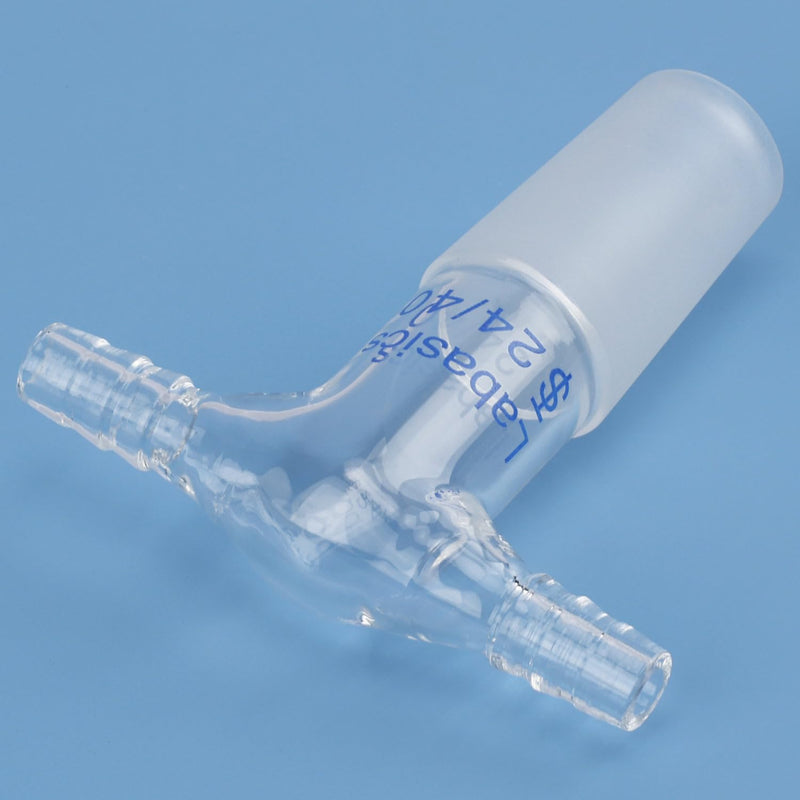 Labasics Glass T-Shape Vacuum/Inert Gas Adapter, Glass Dual Hose Inlet Adapter with 24/40 Inner Joint for Lab Distillation 24/40 Joint