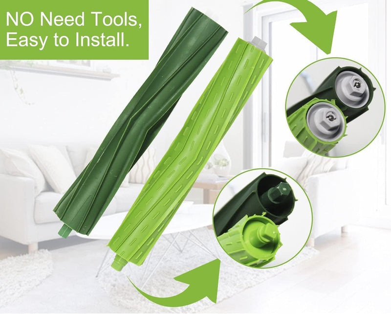 Replacement Parts accessories Compatible for iRobot Roomba i3 i3+ i4 i6 i6+ i7 i7+ i8 i8+/Plus E5 E6 E7 I,E &J Series Vacuum Cleaner,1 Set Rubber Brushes 4 HEPA Filters & 4 Side Brushes 1+4+4