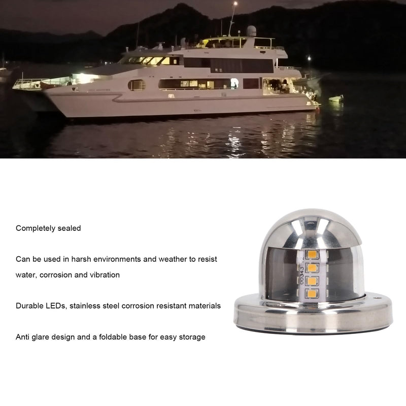 Walfront LED Stern Light for Boats IP66 Marine Navigation Light 2NM Visibility 12V DC Stainless Steel for Yachts Pontoon up to 39.4ft (12m) for Sailboats