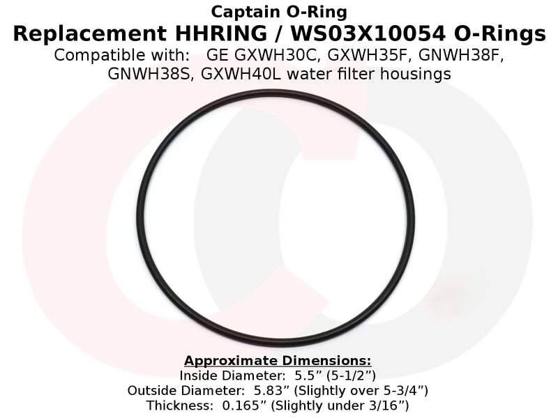 (3 Pack) Replacement for GE HHRING / WS03X10054 (for GXWH30C, GXWH35F, GNWH38F, GNWH38S, GXWH40L) Buna-N ORing by Captain O-Ring LLC