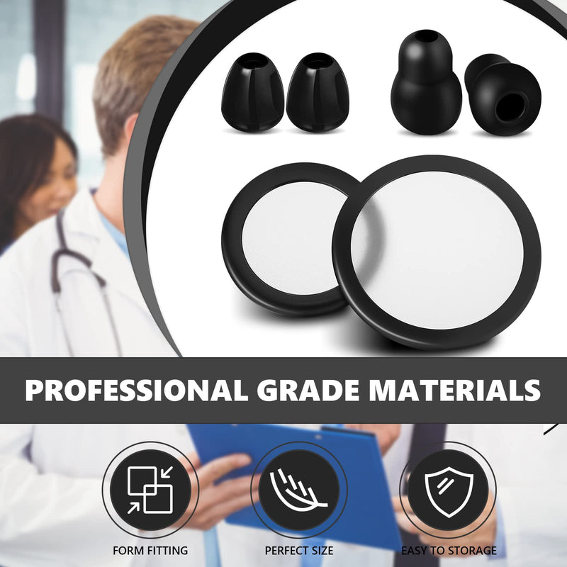 BBTO 24 Packs Stethoscope Spare Parts Kit, Black Stethoscope Replacement Parts Stethoscope Accessories Stethoscope Ear Tips Accessories for Stethoscope (Adult) (Adult and Pediatric) Adult and Pediatric