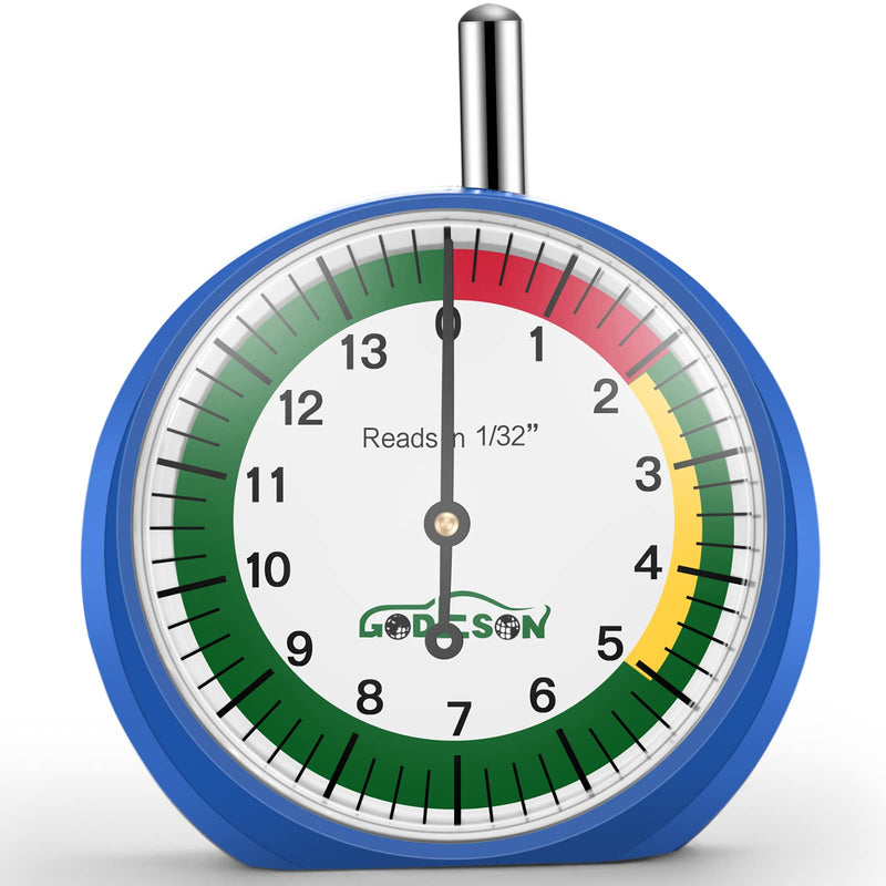 GODESON Dial Type Tire Tread Depth Gauge 88703 Professional for Motorcycle, car,Truck and Bus 1 Pack INCH