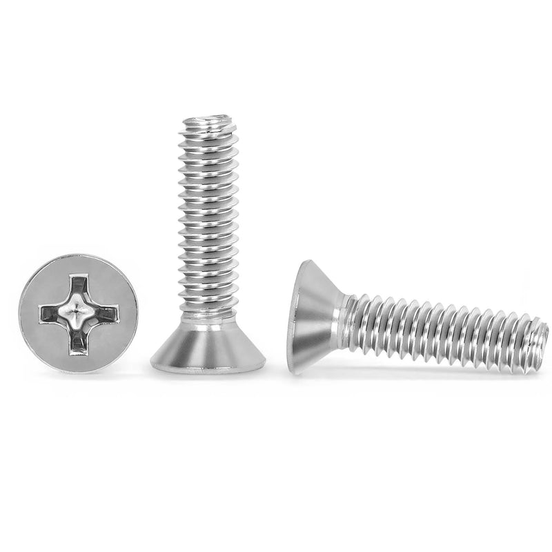 1/4"-20 x 2" Countersunk Flat Head Machine Screw Bolts, Full Thread, 304 Stainless Steel, 25 PCS 1/4"-20 x 2"
