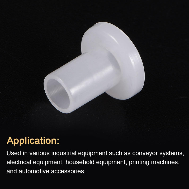 uxcell 12pcs Flanged Sleeve Bearings Plastic Bushings 4mm Bore x 5.5mm OD x 10mm Length Nylon Bushings, White 12