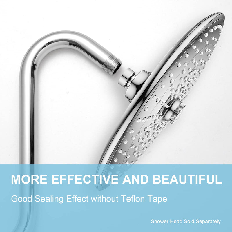 OFFO Shower Head Extension Arm 8 Inch, S Shaped Shower Arm with Flange High Rise Goose Neck Shower Arm Extension Chrome Finish