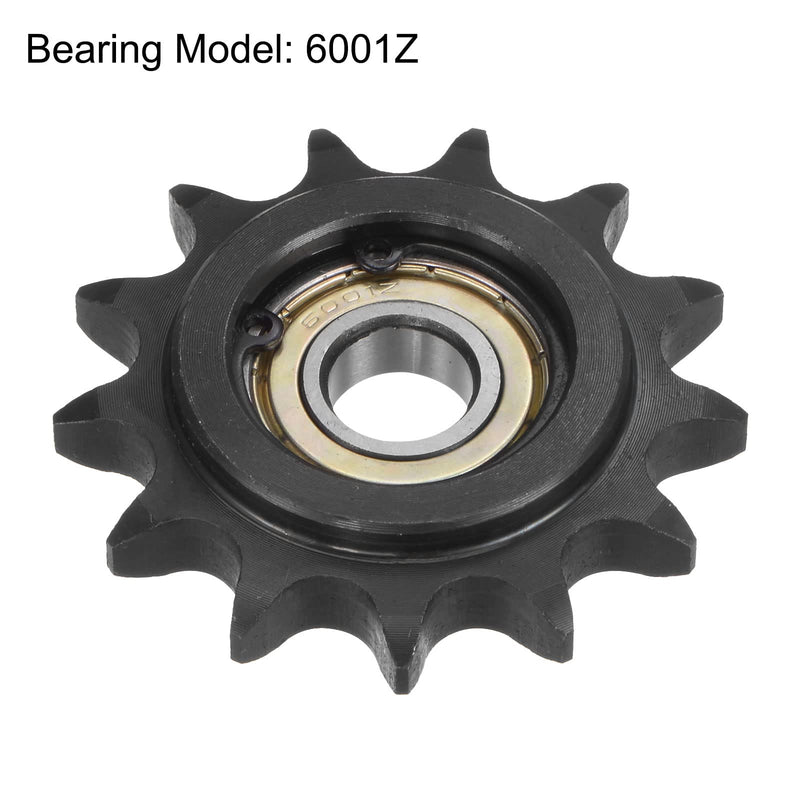 uxcell #40 Chain Idler Sprocket, 12mm Bore 1/2" Pitch 13 Tooth Tensioner, Black Oxide Finished C45 Carbon Steel with Insert Single Bearing for ISO 08A Chains 58mm
