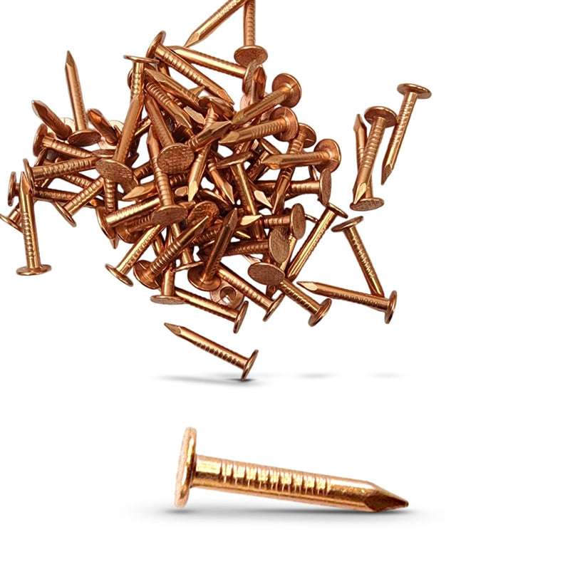 (50-Pack) 1 Inch USA MADE Copper Nails Roofing Finish - Solid Pure Copper Slate Spikes Flashing Furniture Boat - Highest Quality Nails (50) 50