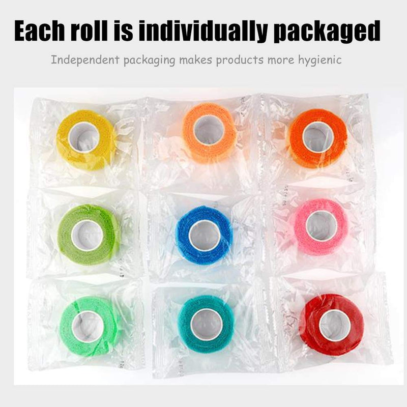 (12-Pack) 1” x 5 Yards | Self Adhesive Bandage Wrap, Kuvvfe Athletic Elastic Cohesive Bandage for Sports Injury,Strain,Knee & Wrist,Ankle Sprains & Swelling First Aid 1x180 Inch (Pack of 12)