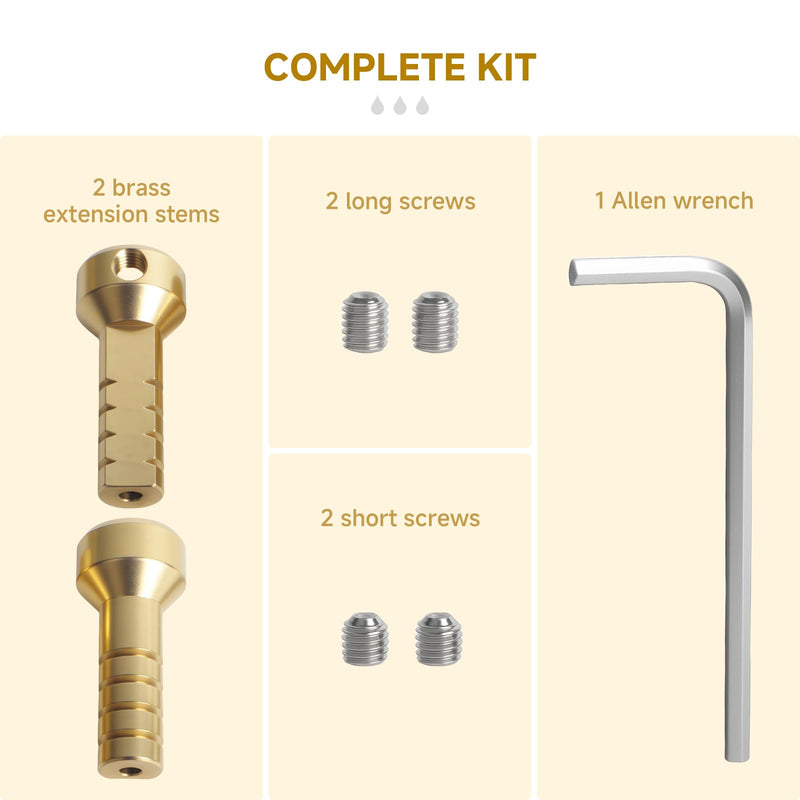 (2-Pack) RP75137 Shower Valve Extension Kit for 3 and 6 Setting Diverter Cartridges, for In-Wall Tub and Shower Faucets, includes brass extension rod, screws, and Allen key