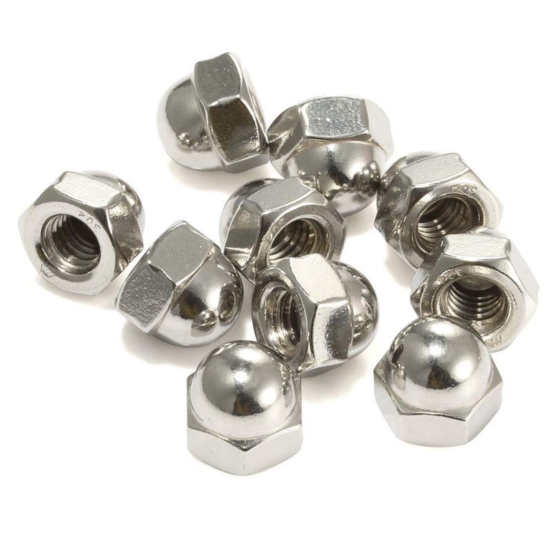 #10-32 Acorn Hex Cap Dome Head Nuts, 304 Stainless Steel 18-8, Bright Finish, Pack of 50 #10-32