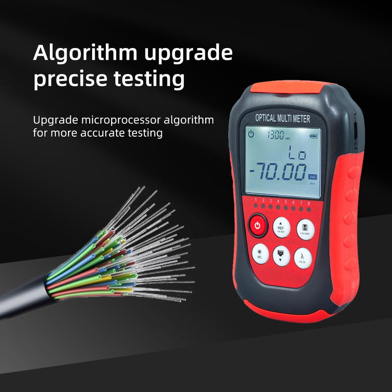 4-in-1 Optical Power Meter & Visual Fault Locator with RJ45 Tester, 10 Wavelengths 850-1650nm, Range -70~+6dBm, FC/SC/ST Compatible for Fiber Optic Network Maintenance with FC to LC Adapter lt-01