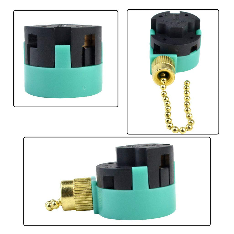 3 Pack Ceiling Fan Switch 3 Speed 4 Wire Zing Ear ZE-268S6 Fan Pull Chain Switch Replacement Speed Control Switch for Ceiling Fan Light, Wall Lamps, Cabinet Light (Multicolored) Brass,Nickel,Bronze