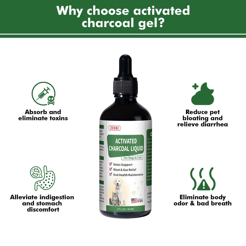 Activated Charcoal Liquid for Dogs – Dog First Aid Essential, Ready Rescue for Dogs – Detox, Diarrhea & Gas Relief, Non-GMO, 60ml - PawsPlanet Australia