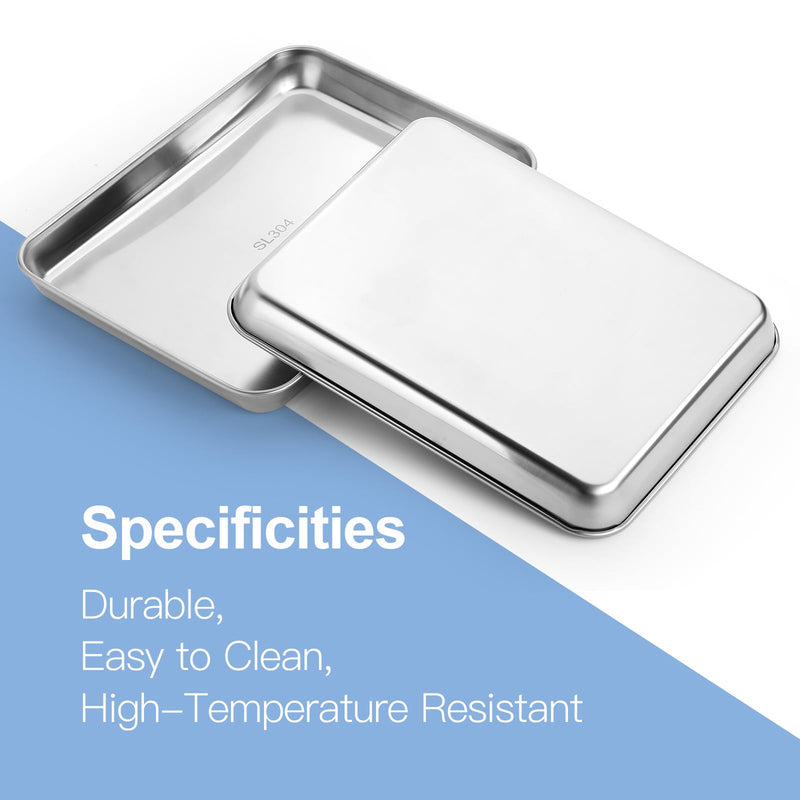 JMU 2 Pack 304 Stainless Steel Medical Tray, 10.2"x7.9"x1.2" Thickening Dental Tray, Professional Medical Procedure Tray 1 10.24" x 7.87" x 1.18"