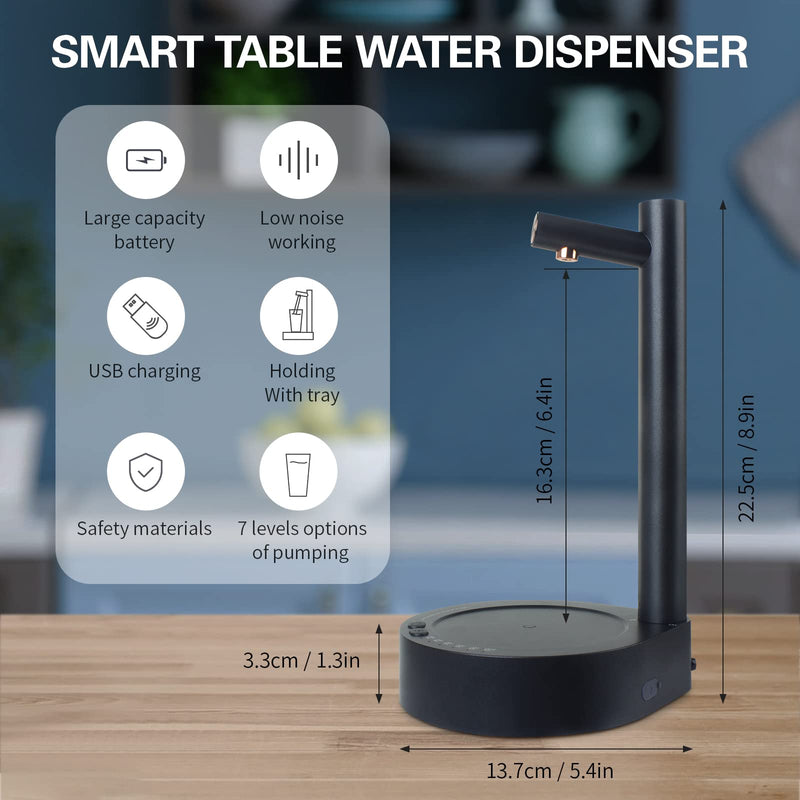 Desktop Water Bottle Dispenser, Keweis Portable Electric Water Bottle Pump Countertop for 5 Gallon & Universal Bottles, USB Charging Automatic Water Jug Dispenser for Bedside, Home, Office, Outdoor Dark Blue - NewNest Australia